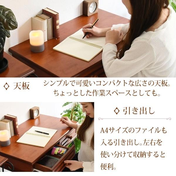 ロートアイアン 家具 ミニデスク シンプルデスク 幅76.5 奥行47 引き出し 付き アイアン 脚 アンティーク風 【リ】
