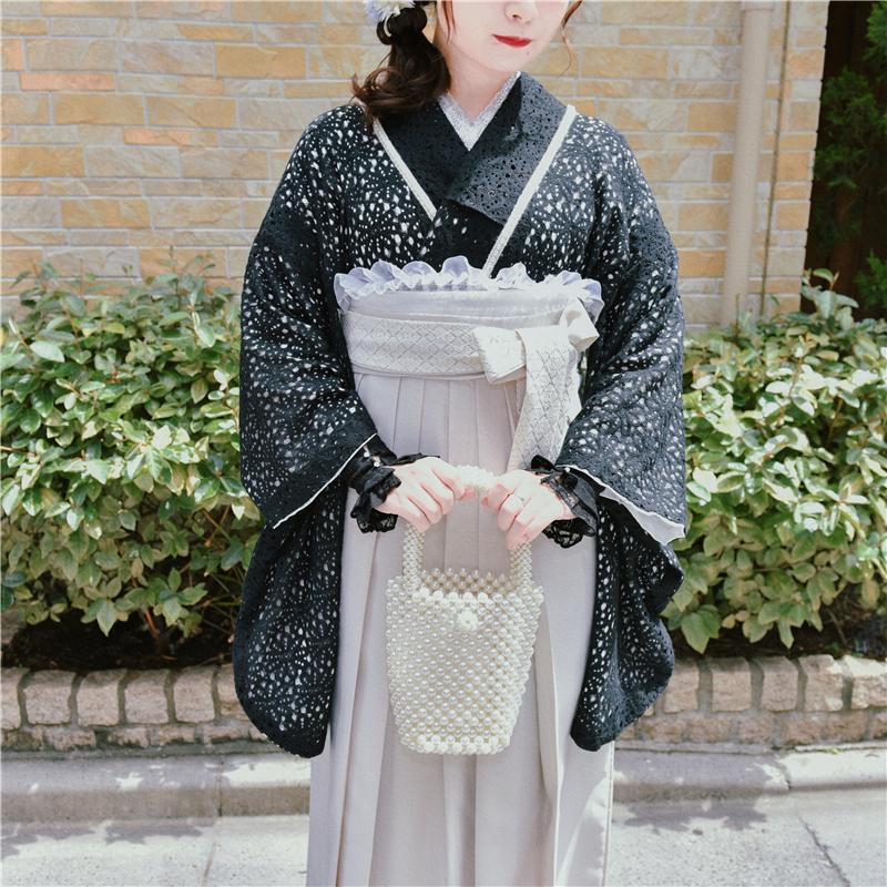 卒業式 袴 白 黒 購入 袴セット 二尺袖 モダン 大学 女性 レディース