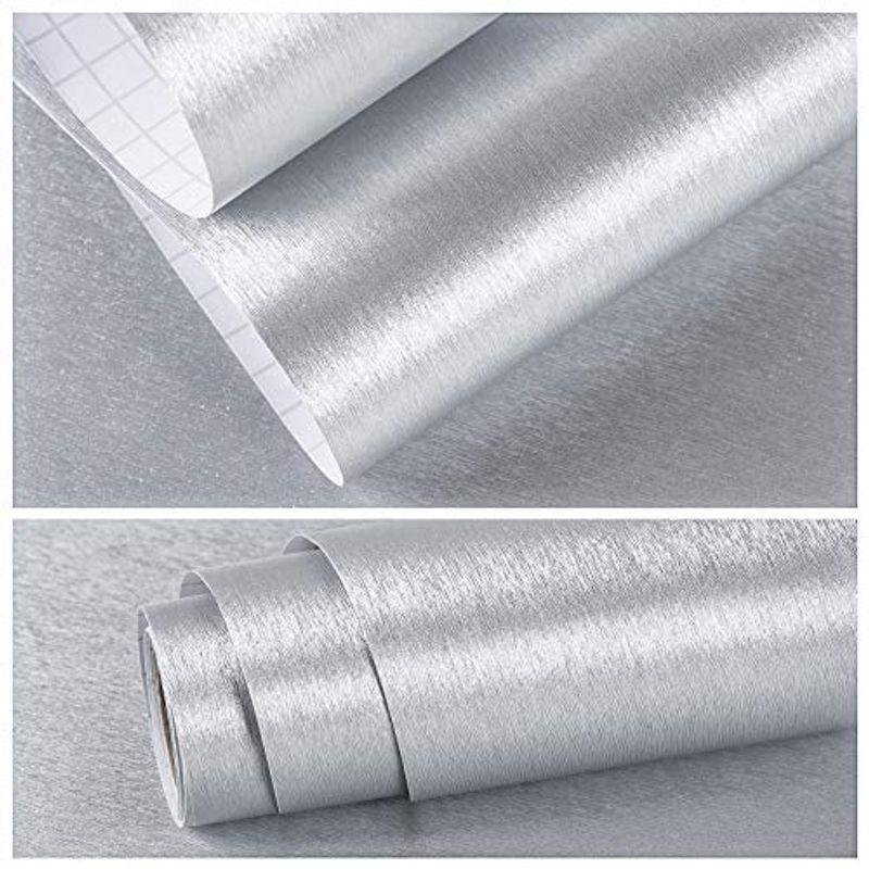 Veelike 壁紙シール ステンレスシート メタリックシート シルバー 金属光沢感 リメイクシート 銀色 40cmx900cm リフォーム まいも堂 通販 Yahoo ショッピング