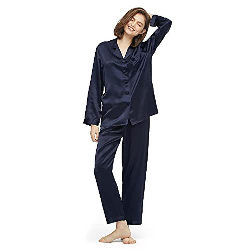 Lilysilk リリーシルク レディース シルクパジャマ人気デザインネイビーブルー S パジャマ シルク まいも堂 通販 Yahoo ショッピング