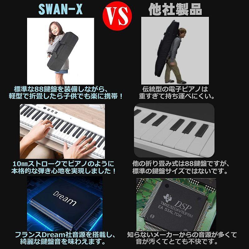 ニコマク NikoMaku 電子ピアノ 88鍵盤 折り畳み式 SWAN-X Ver.2.0 白
