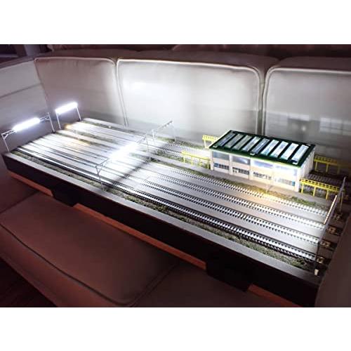 鉄道模型 ジオラマ展示台 SAZAN サザン Ｎゲージ用 架線柱ヤード灯つき 電車区 機関区 LED照明付 機関庫 6線路