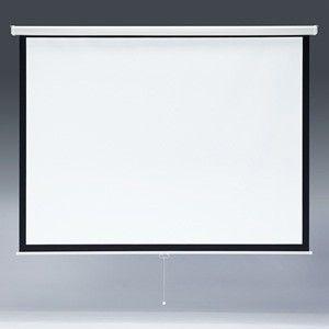 吊り下げ式でスロー巻上げタイプのプロジェクタースクリーン。103型相当。