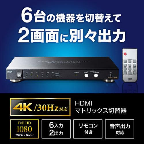 SANWA SUPPLY（サンワサプライ） HDMI切替器 6入力2出力 マトリックス