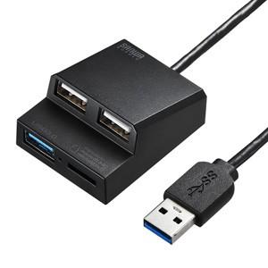 USB3.0+USB2.0コンボハブ　カードリーダー付き（計3ポート+リーダ　ブラック）｜myoffice