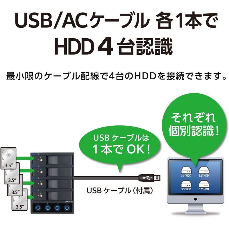 センチュリー 独立電源スイッチ搭載 USB3.2 Gen1接続 3.5インチSATA×4