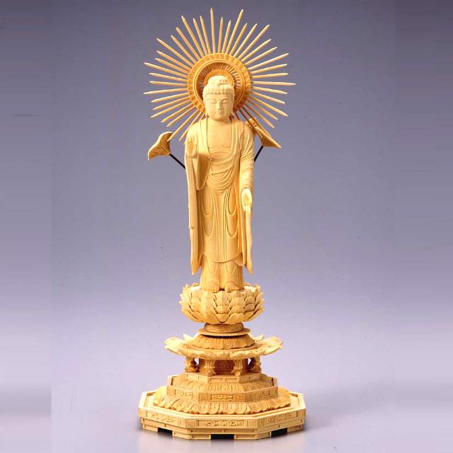 仏像 浄土真宗 東 大谷派御本尊 総柘植製 八角台座 東阿弥陀如来 仏像 浄土真宗 東 大谷派御本尊 総柘植製 八角台座 東阿弥陀如来