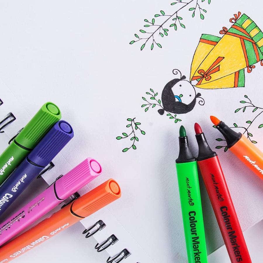 人気ブランド新作豊富 Mont Marte マーカーペン 24色 セット 水性ペン カラーペン サインペン 塗り絵 学習事務用 オフィス用 4mm Cisama Sc Gov Br