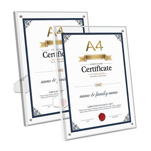 Niubee 賞状 額縁 フォトフレーム アクリル製 写真立て クリア 机置き 表彰状 感謝状 結婚式 卒業証書 2枚 妙美ヤフー店 通販 Yahoo ショッピング