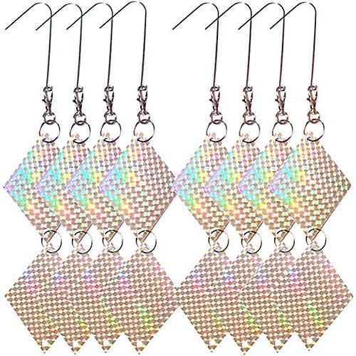 Aquamie 鳥よけ 吊り下げ ホログラム 反射板 害鳥 撃退 カラス すずめ 鳩 フン害 対策 四角形 2連 8個