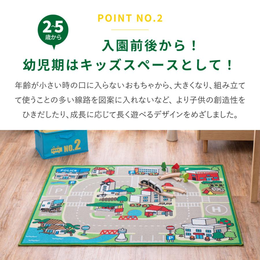 キッズラグ ラグ 長方形 ラグマット カーペット 男の子 ロードマップ 子供部屋 洗える マップ柄 オールシーズン キッズ ホットカーペット 床暖房