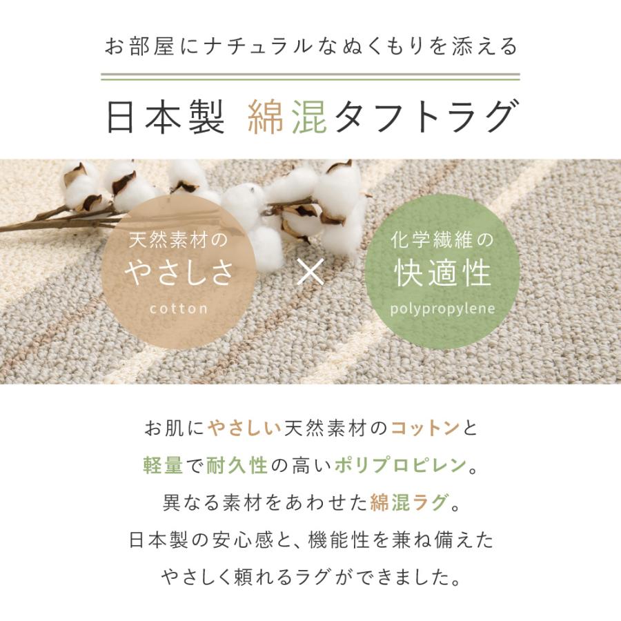 ラグ ラグマット 正方形 約2畳 185×185cm カーペット 絨毯 おしゃれ 日本製 リビング 子供部屋 シンプル ホットカーペット 床暖房 防ダニ 抗菌 ふんわり_2