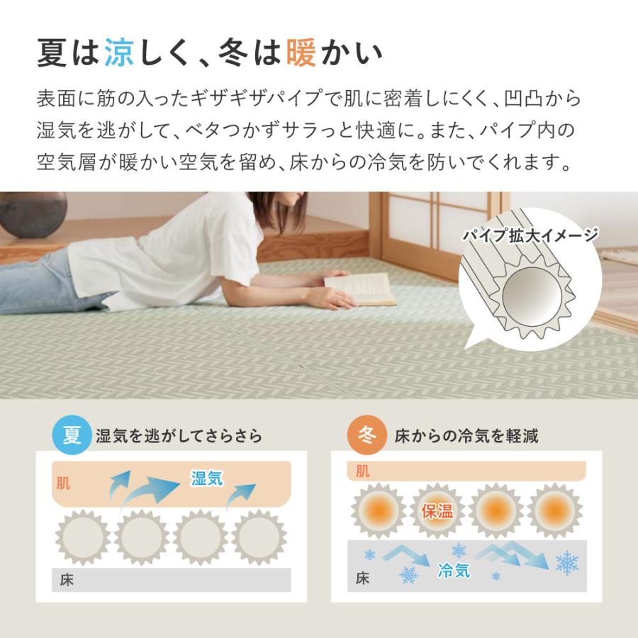 ラグ 夏用 カーペット 江戸間6帖 261×352 水拭きok おしゃれ い草 風 ペット ラグマット 絨毯 ダイニングラグ 長方形 夏 裏貼り_10