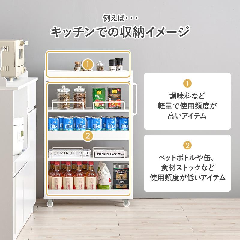 キッチンラック 隙間収納 20cm キッチン収納 スリム キッチンワゴン スリムラック キャスター付き 奥行 55cm_13