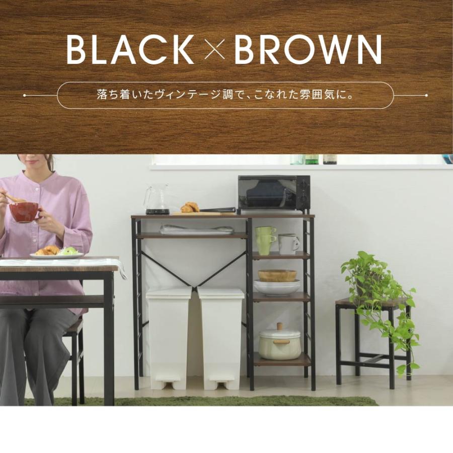 キッチンカウンター ゴミ箱スペース キッチンラック 食器棚 幅90 奥行40 高さ85 レンジ台 間仕切り 棚 スリム ラック 作業台 食器 家電 収納 天板 ホワイト_17