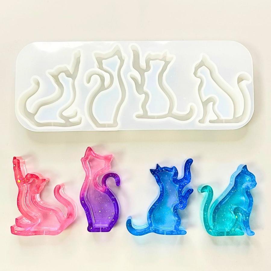 シリコンモールド レジン ねこ シャカシャカ 型 キーホルダー