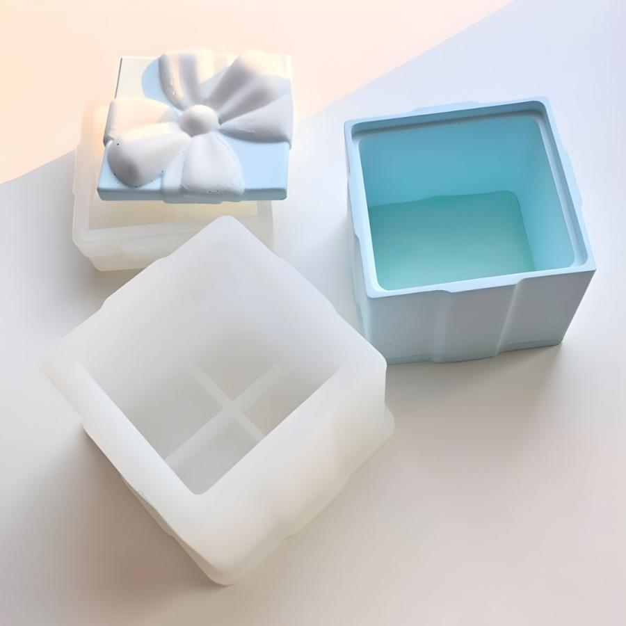 在庫限りSALE 1280円→700円 シリコンモールド 器 四角 ボックス 蓋
