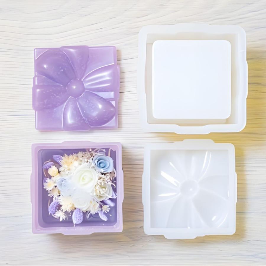 在庫限りSALE 1280円→700円 シリコンモールド 器 四角 ボックス 蓋