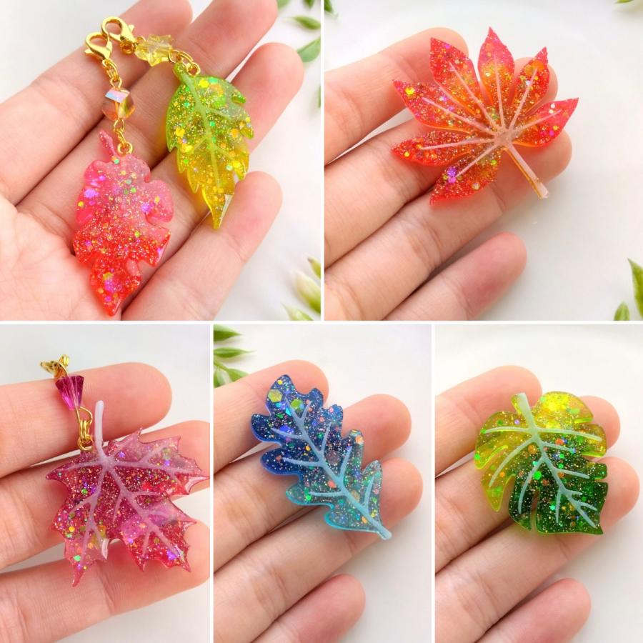 シリコンモールド リーフ 6種類 葉っぱ 紅葉 レジン 装飾 アクセサリー 