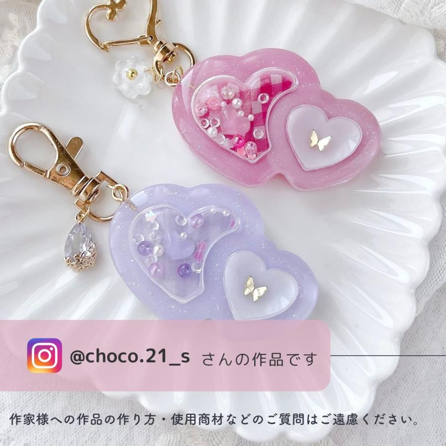 レジン シリコンモールド シャカシャカ ダブルハート ヘアアクセサリー