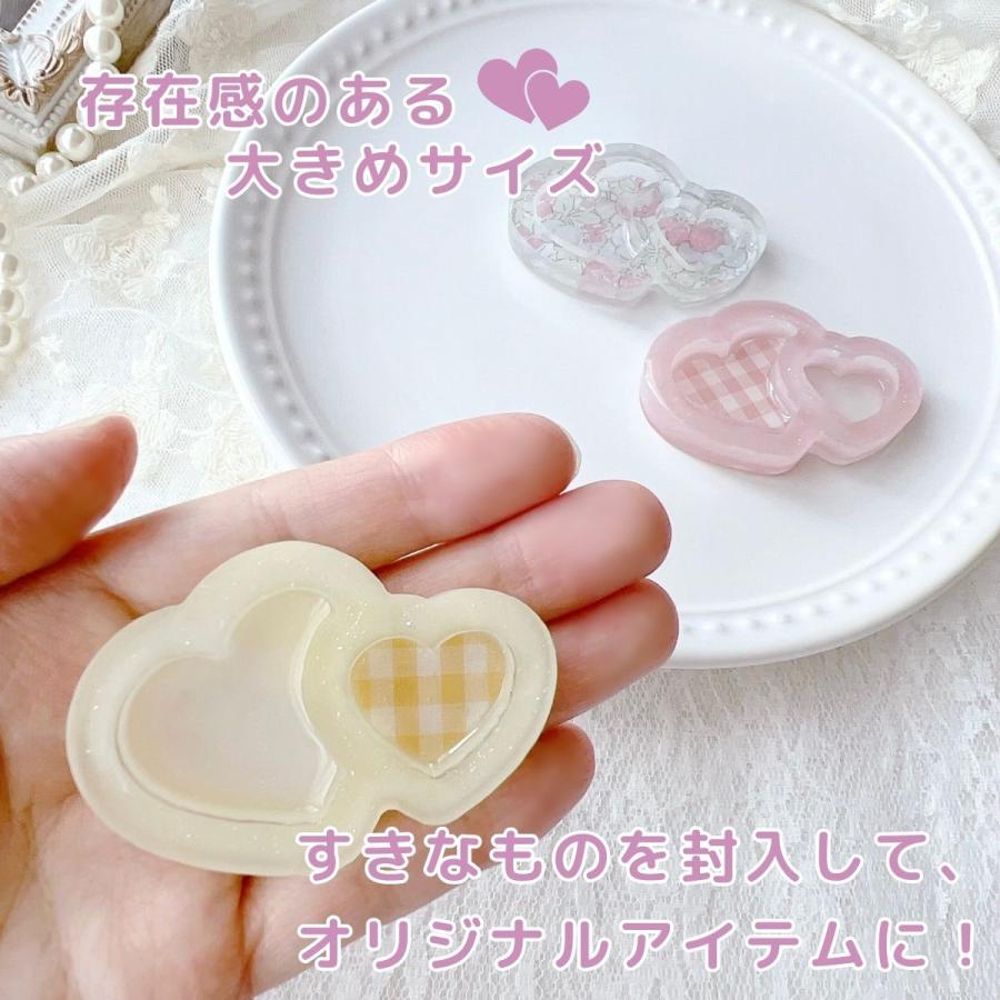 レジン シリコンモールド シャカシャカ ダブルハート ヘアアクセサリー