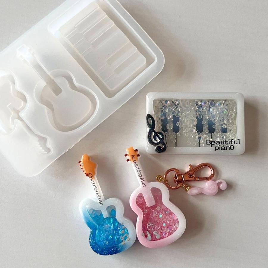 レジン シリコンモールド シャカシャカ ギター ピアノ ヘア