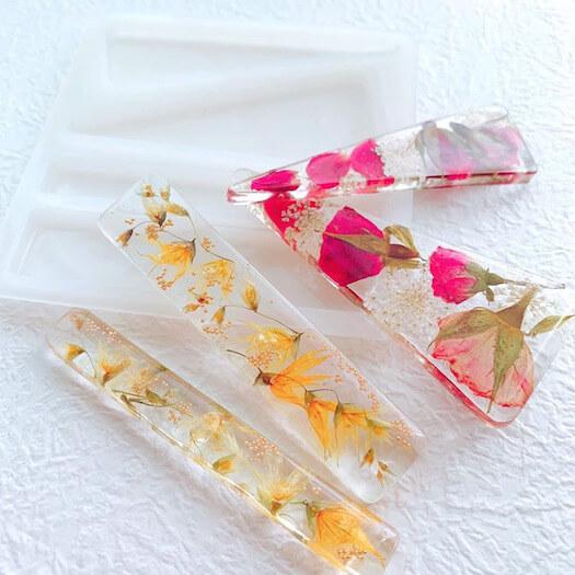 シリコンモールド レジン バレッタ ヘアピン ヘアアクセサリー 2点