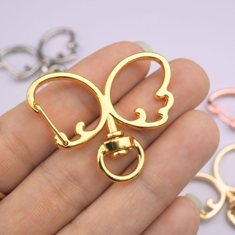 キーホルダー 金具 パーツ 羽型 ナスカン 回転カン フック 