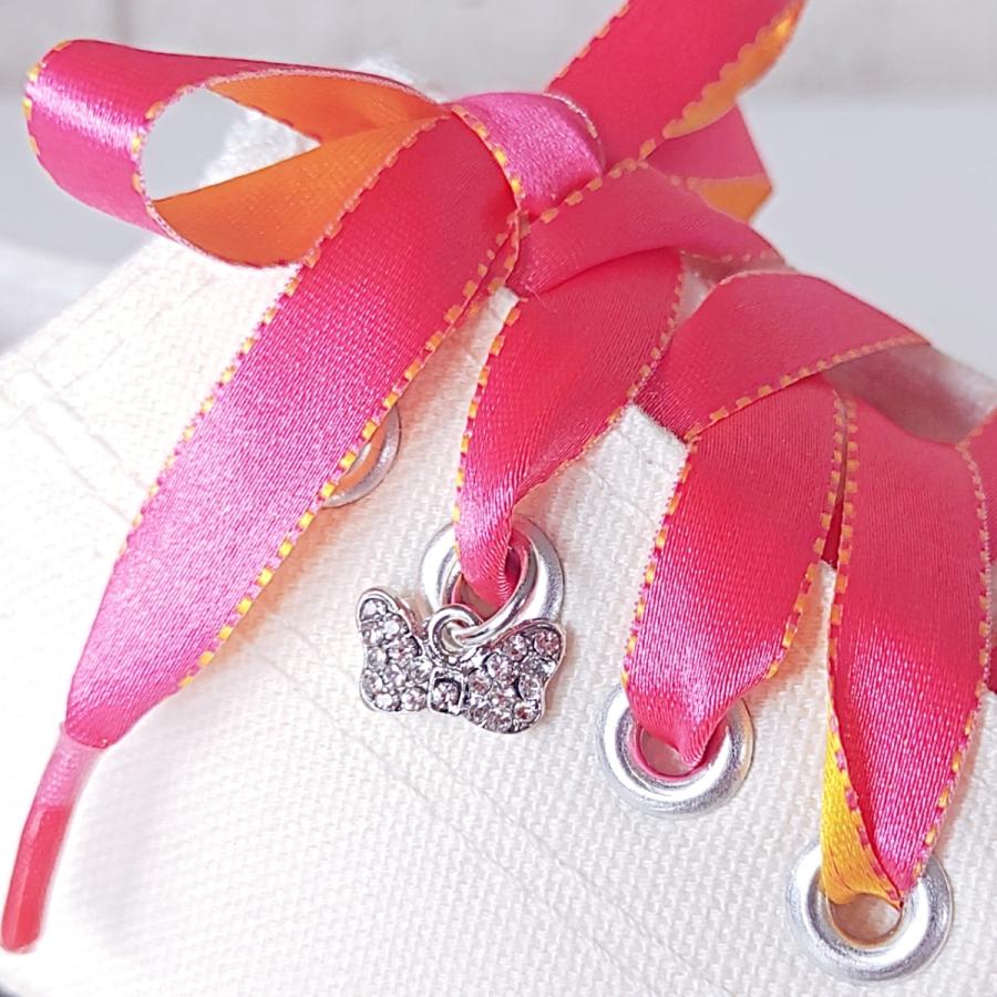 【リボンラインストーン】【シューレースチャーム】靴紐 靴ひも くつひも チャーム ピアス アクセサリー 飾り かわいい おしゃれ スニーカー | 