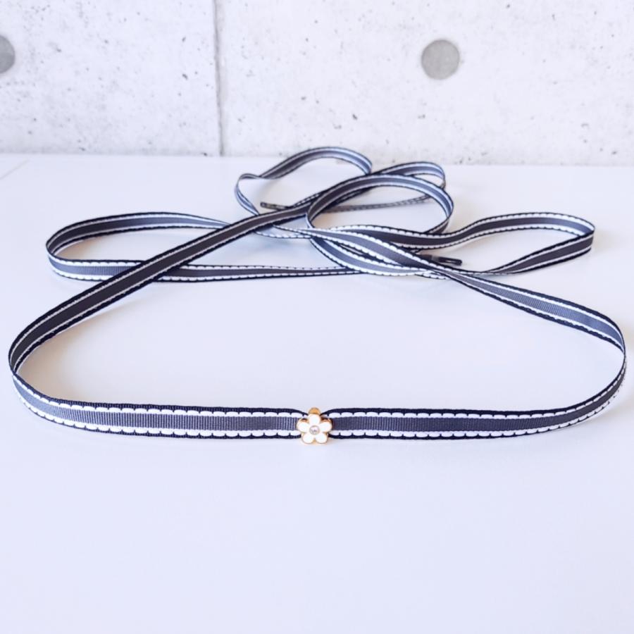 【レディシックグレー　白エナメルのフラワーチャーム付き】【リボンシューレース】靴紐 靴ひも くつひも 120cm チャーム かわいい おしゃれ スニーカー |  | 03