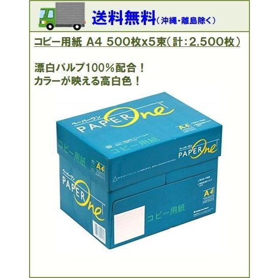 コピー用紙 高品質コピー用紙 A4 500枚×5束（1箱）2500枚 白色度 約95％ アカシアパルプ 100％ ペーパーワン Copy&Laser後継 ポイント消化｜myshop