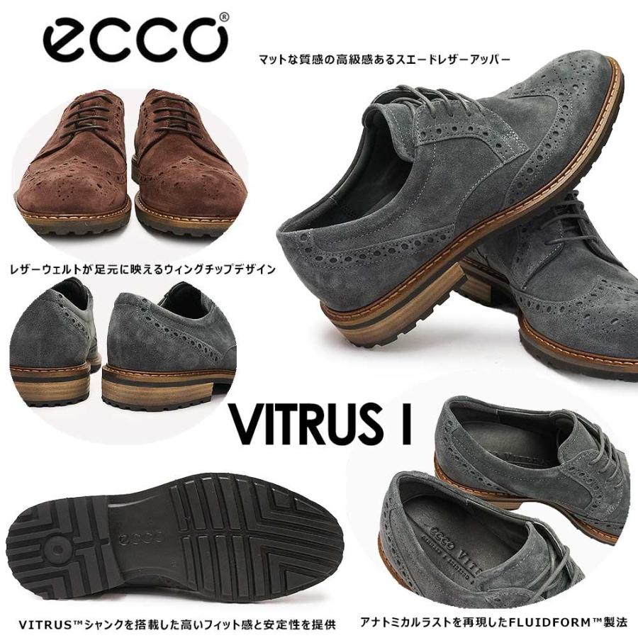 公式販売中 エコー 靴 カジュアルシューズ ウィングチップ メンズ 640314 VITRUS 1 本革 スエード トラッド