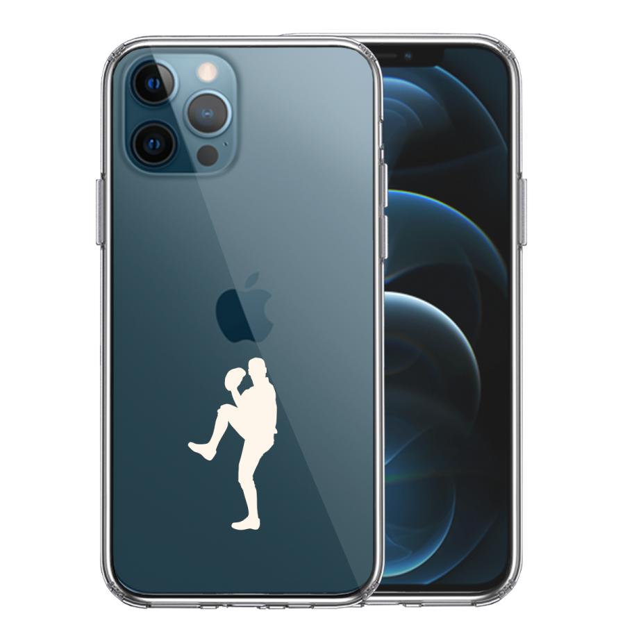 iPhone12pro iPhone12  アイフォン ハイブリッド スマホ ケース 液晶保護強化ガラス付き 野球 ピッチャー ホワイト｜mysma