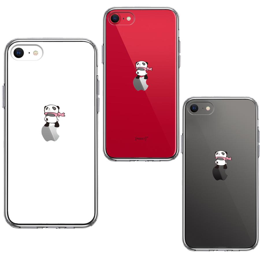 iPhoneSE(第3 第2世代） iPhone8 iPhone7 アイフォン ハイブリッド クリアケース 液晶保護強化ガラス付き CuVery さすらい パンダ｜mysma｜02