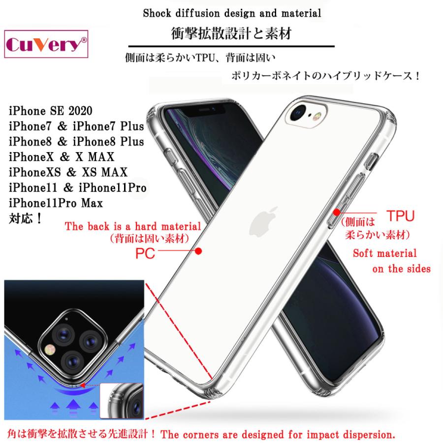 iPhoneSE(第3 第2世代） iPhone8 iPhone7 アイフォン ハイブリッド クリアケース 液晶保護強化ガラス付き CuVery さすらい パンダ｜mysma｜07