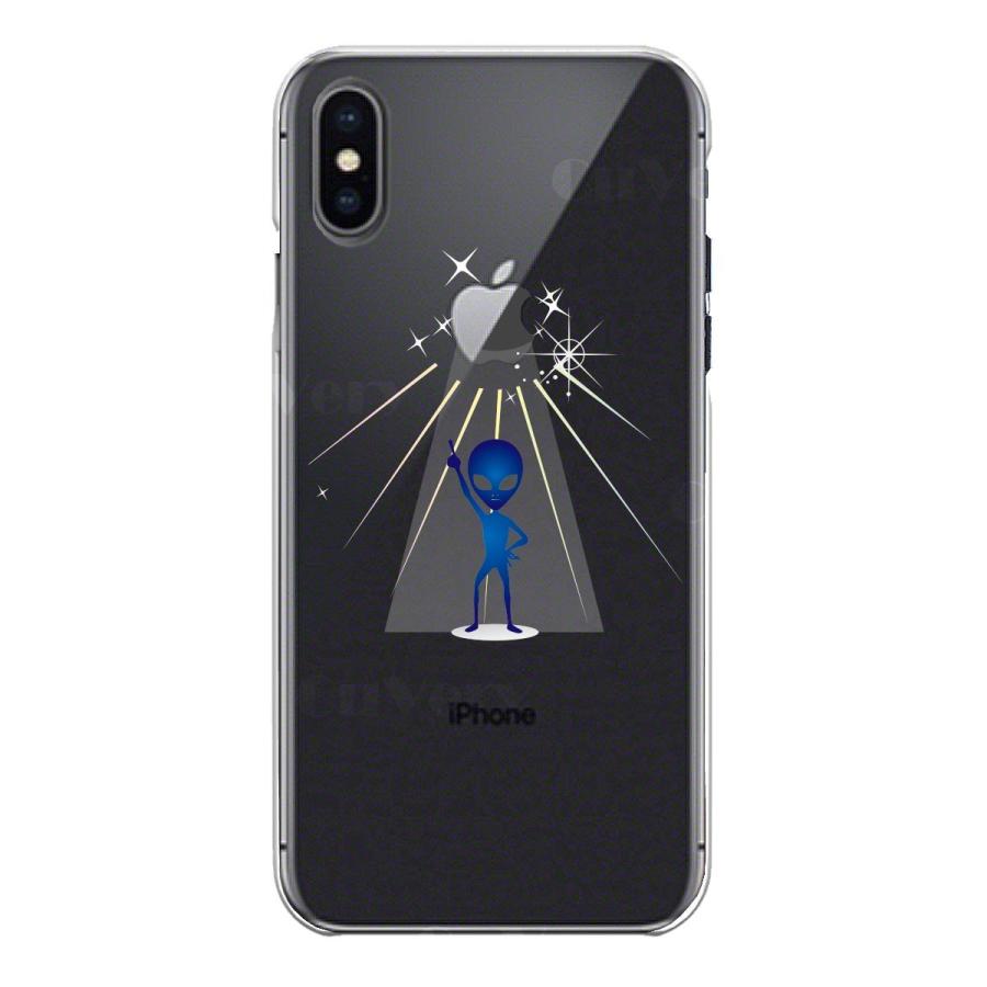 iPhoneXS/X iPhoneXs Max iPhoneXR ワイヤレス充電対応 アイフォン クリア 透明 スマホ ケース 液晶保護強化ガラス付き 宇宙人 ダンシング フィーバー ブルー｜mysma｜04