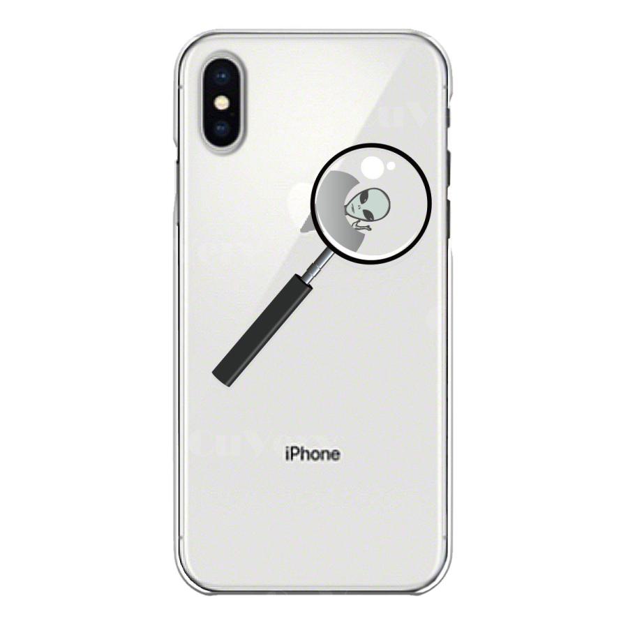 iPhoneXS/X iPhoneXs Max iPhoneXR ワイヤレス充電対応 アイフォン クリア 透明 スマホ ケース 液晶保護強化ガラス付き 宇宙人 りんごの後ろに｜mysma｜03