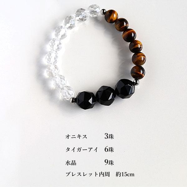 369の法則 金運 ブレスレット タイガーアイ オニキス 水晶 レディース