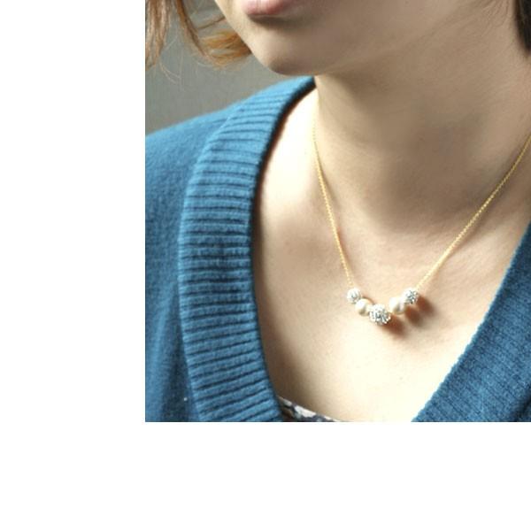 SWAROVSKI（スワロフスキー） コットンパール ネックレス 5粒 パヴェ 