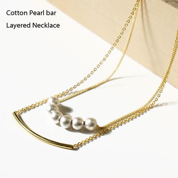 コットンパール パイプ 2連ネックレス ショート キスカ ホワイト ネックレス レディース :cottonpearl-bar:日本製