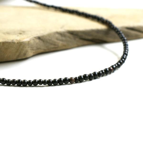 黒檀 エボニー 3mm ネックレス 木製 木 メンズ アクセサリー : 日本製