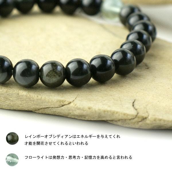 レインボーオブシディアン フローライト ブレスレット 天然石