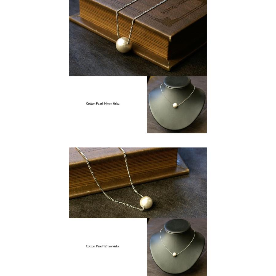 コットンパール ネックレス 1粒　ステンレスチェーン　ステンレスネックレス レディース