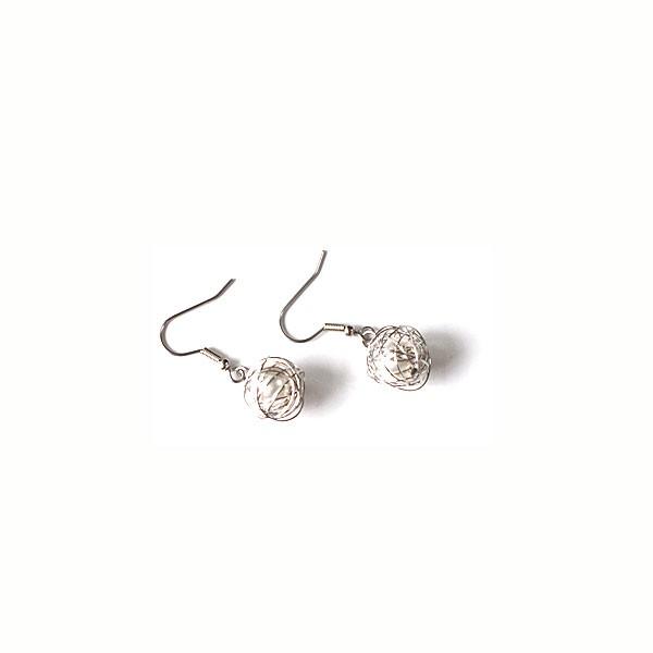ワイヤーボール パール ピアス 1粒 シンプル ワイヤーアクセサリー 