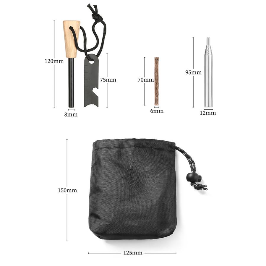 ファイヤースターター 4点セット 火打ち石 火吹き棒 火起こし 焚き火