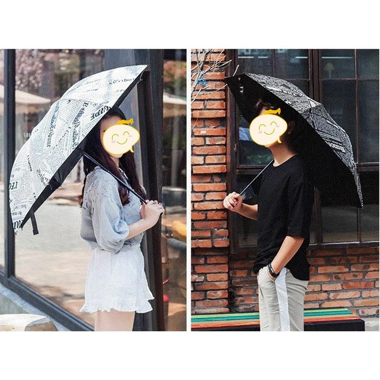 おしゃれ個性的折り畳み傘英字新聞柄3段式 晴雨兼用傘 8本骨耐風構造