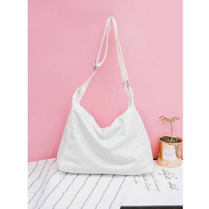 キャンバスショルダーバッグメンズレディース大きめ斜めがけ/無地大