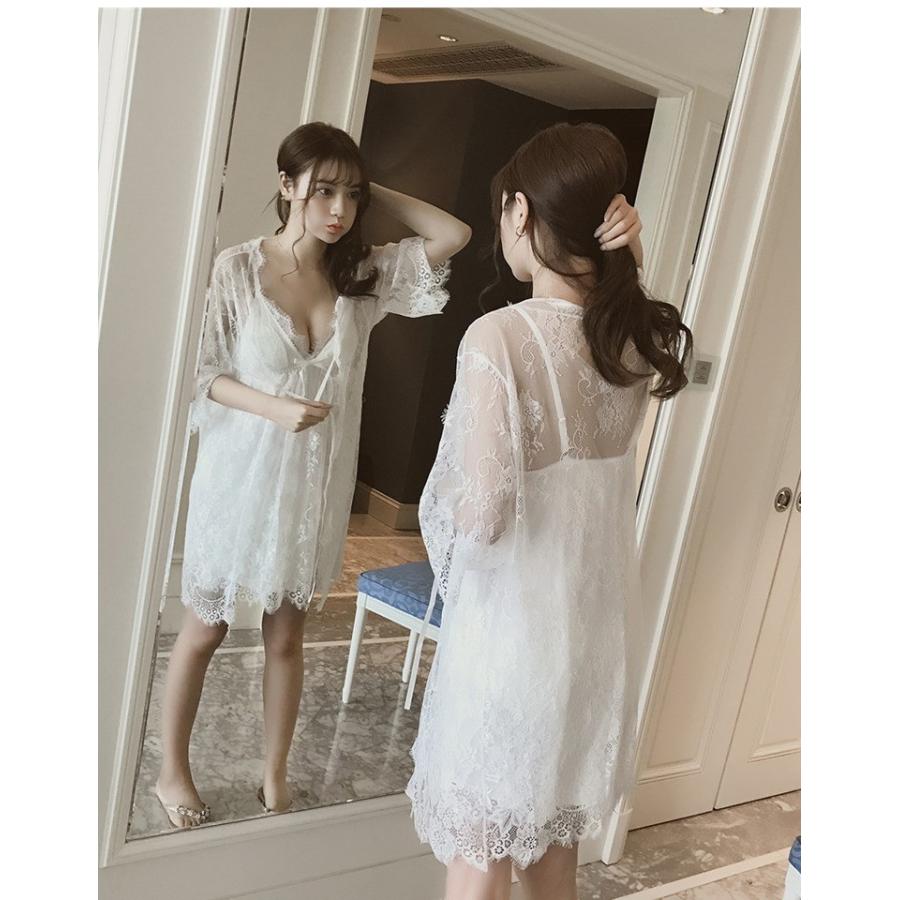 ルームウェア ガウンキャミワンピースTバックショーツ付きナイティ 寝