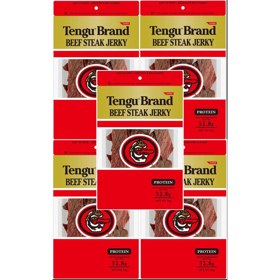 テング ビーフステーキジャーキー レギュラー （93g×5個） : 輸入食料