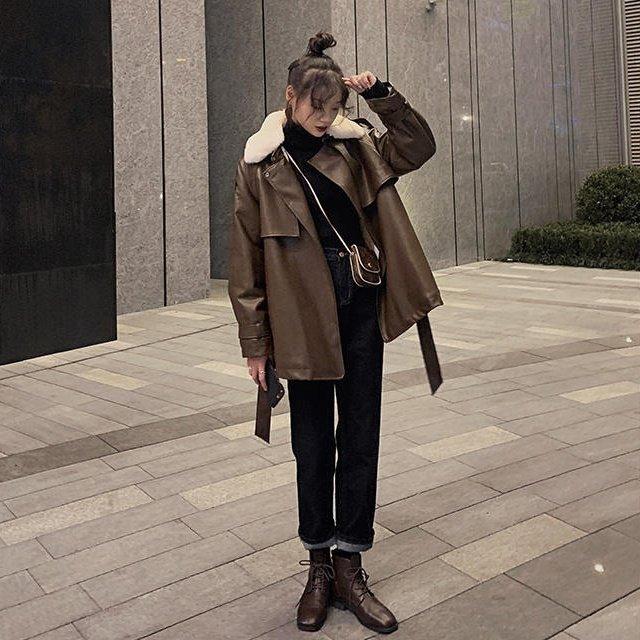 手数料安い もこもこ ウエストマーク 襟付き 長袖 ショート丈 もこもこアウター コート レディース アウター モコモコ カジュアル 大人可愛い 裏起毛 前開き ポケット その他コート アウター サイズ M Pathwaysfl Org